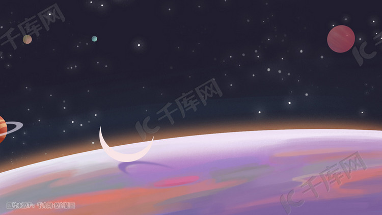 暖色治愈星球太空宇宙