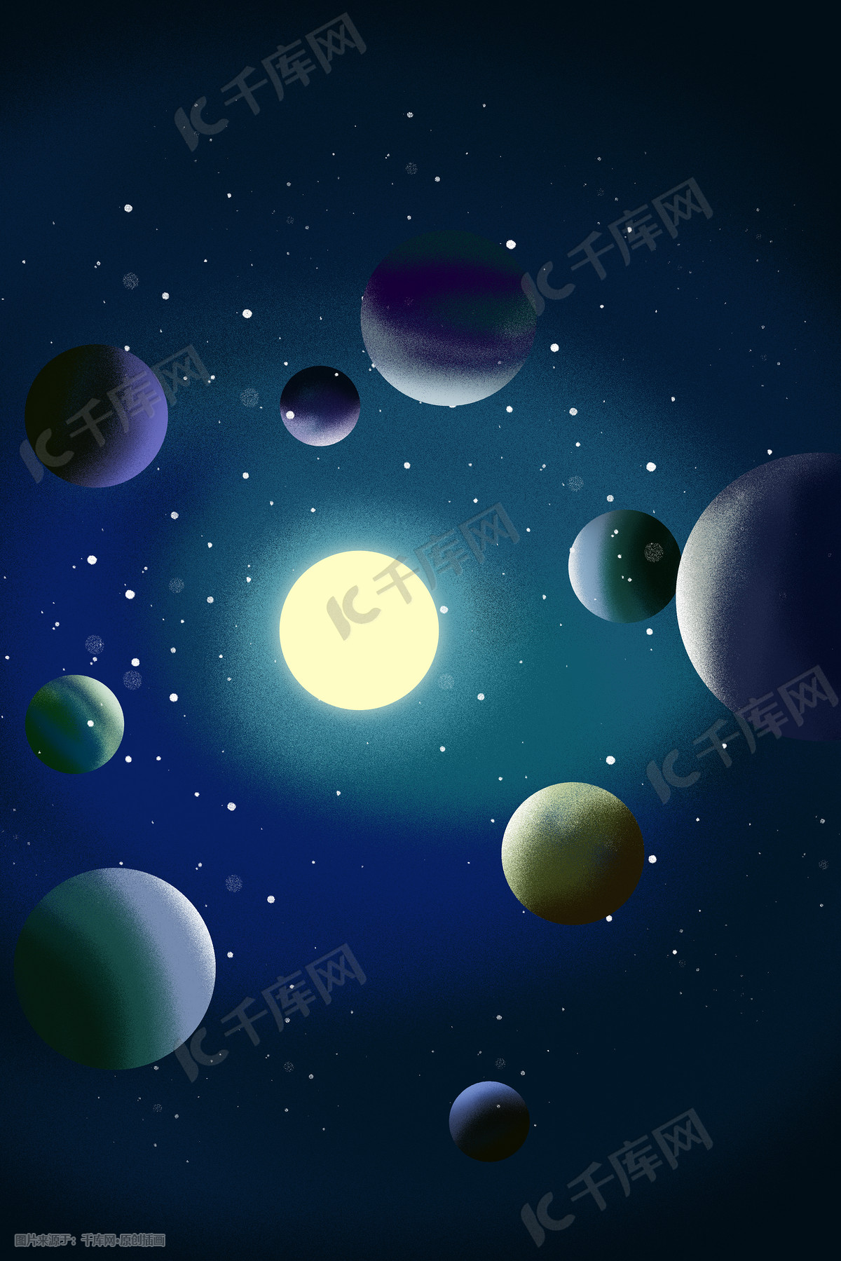 蓝色星球宇宙插画