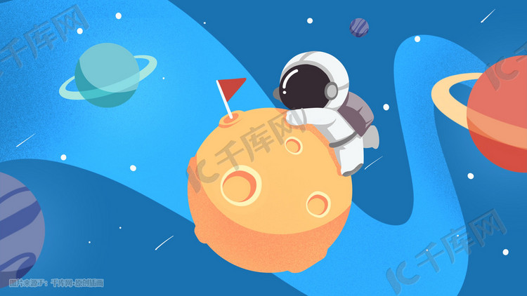 卡通太空星球宇航员