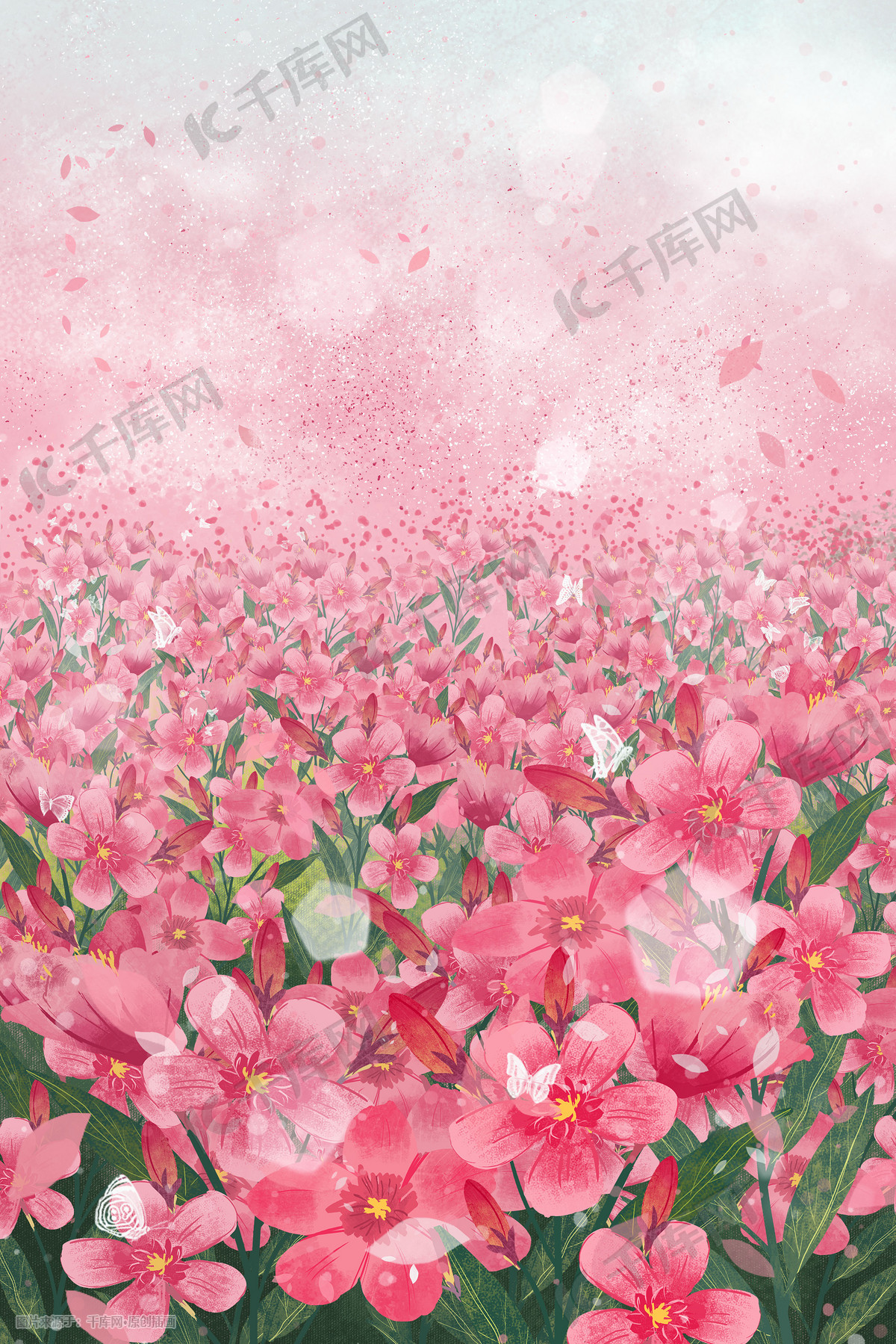 小清新唯美花朵夏天治愈粉色花海景色插画图片 千库网 插画id 小清新唯美花朵夏天治愈粉色花海景色插画图片 千库网 插画id