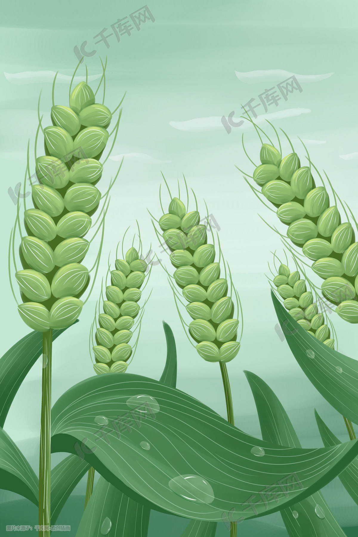 6种不同造型的小麦矢量插画元素_动漫人物_动漫卡通-图行天下素材网