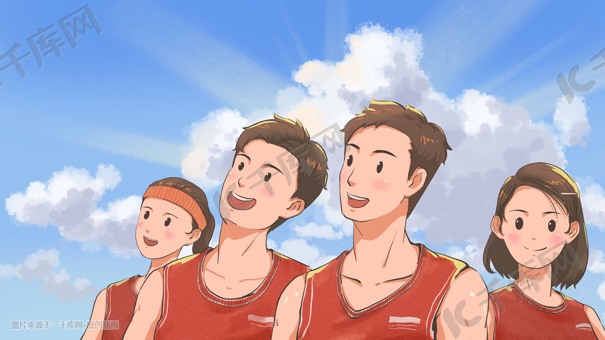 毕业季小清新学生篮球运动青年活力青春场景插画图片 千库网 插画id