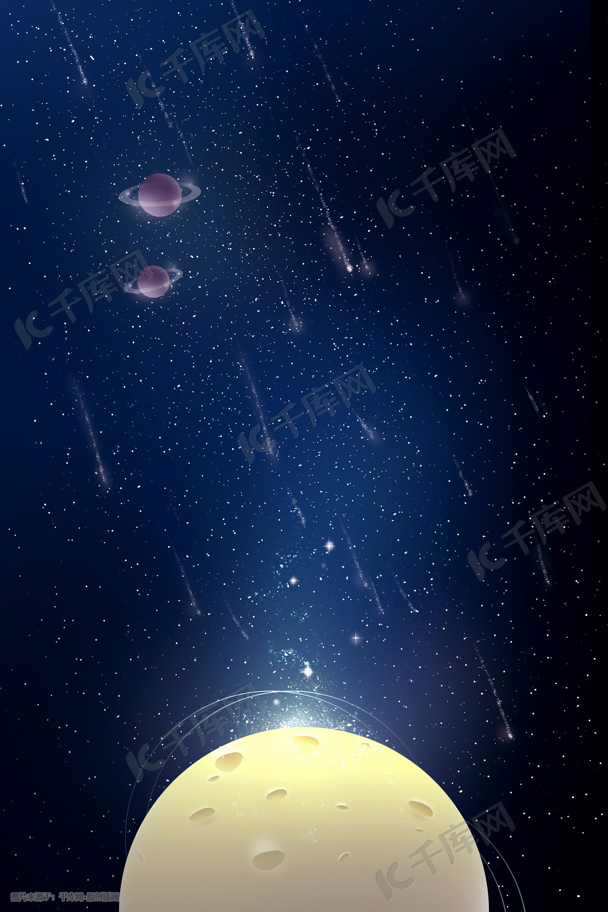 美丽月亮与梦幻星空图片素材-编号24849560-图行天下