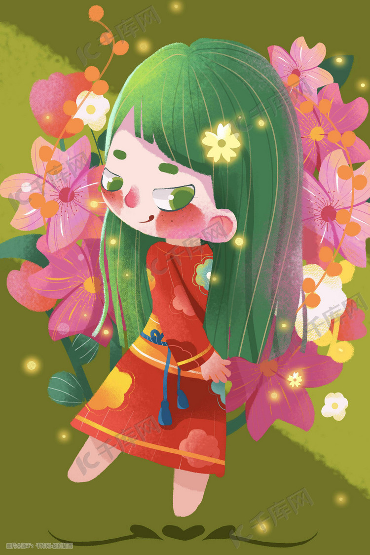 q版卡通樱花日式手绘花朵花