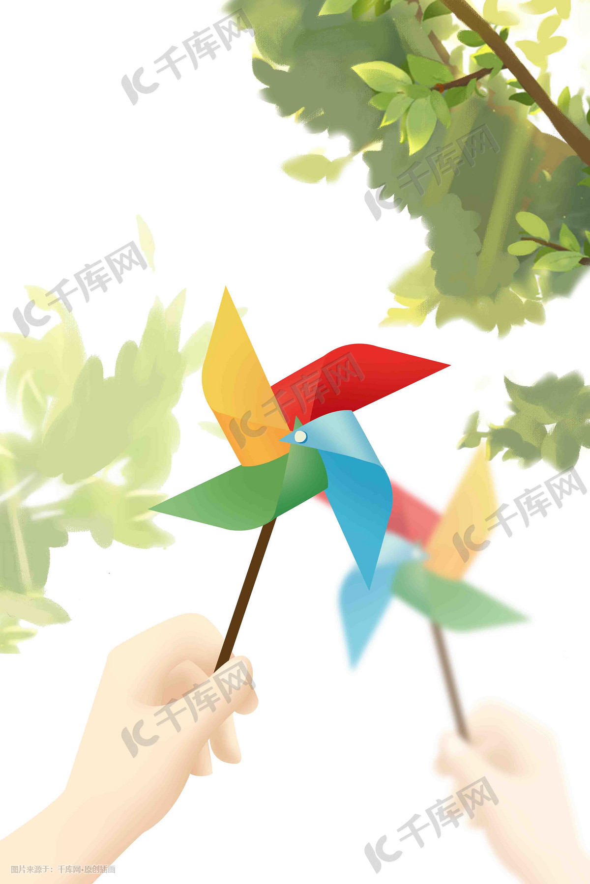风车简约阳光下插画图片 千库网 插画id 276