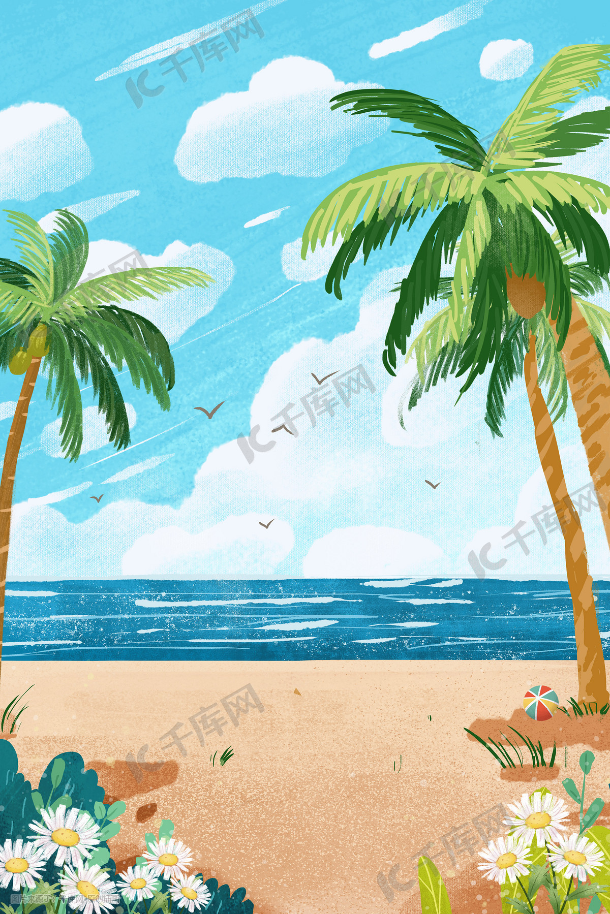 夏日沙滩|插画|创作习作|三业真 - 原创作品 - 站酷 (ZCOOL)