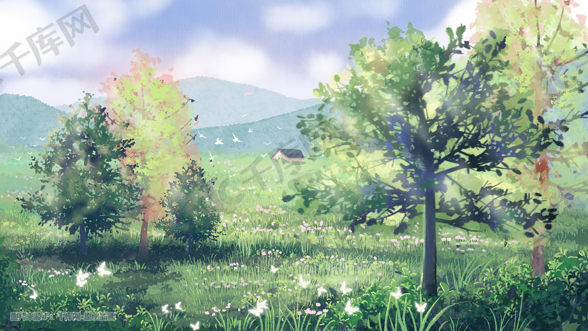 水彩花卉水彩背景唯美风景森林田园插画图片 千库网 插画id 水彩花卉水彩背景唯美风景森林田园插画图片 千库网 插画id