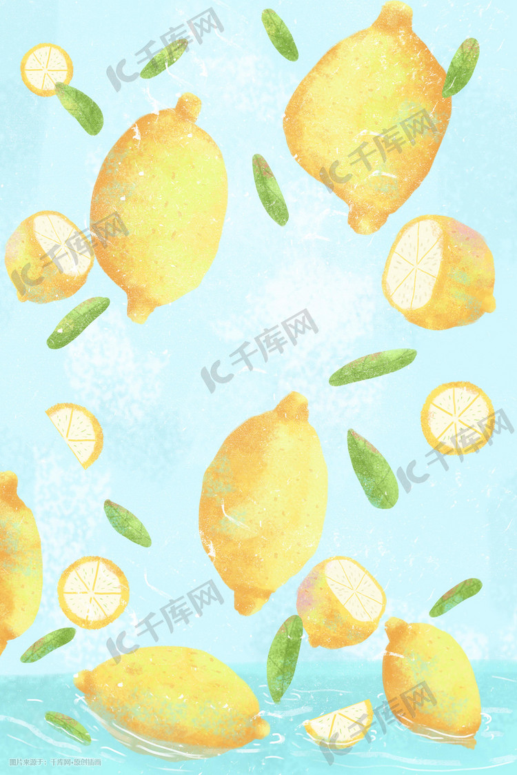 夏天夏季柠檬厚涂素材图