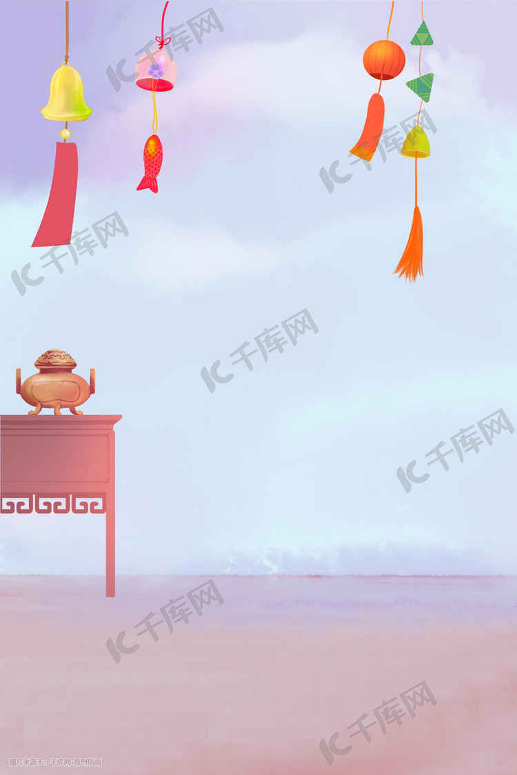 中国风古风装饰香炉风铃素材背景图