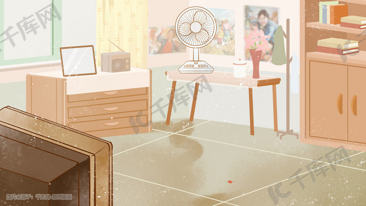 90年代童年记忆复古场景插画图片-千库网