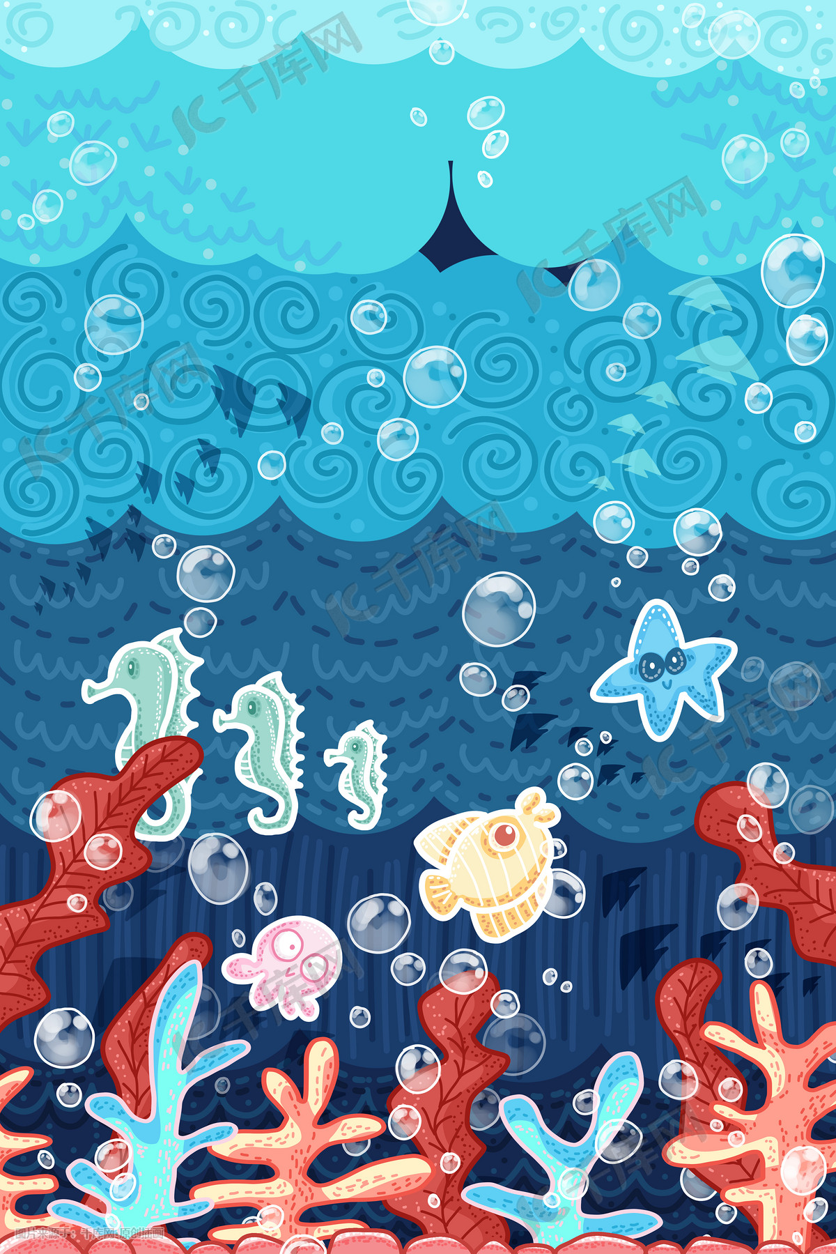 海洋世界儿童插画创作|插画|儿童插画|是阿月呀哈 - 原创作品 - 站酷 (ZCOOL)