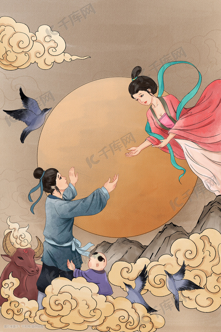 牛郎织女中国传统文化故事鹊桥相会