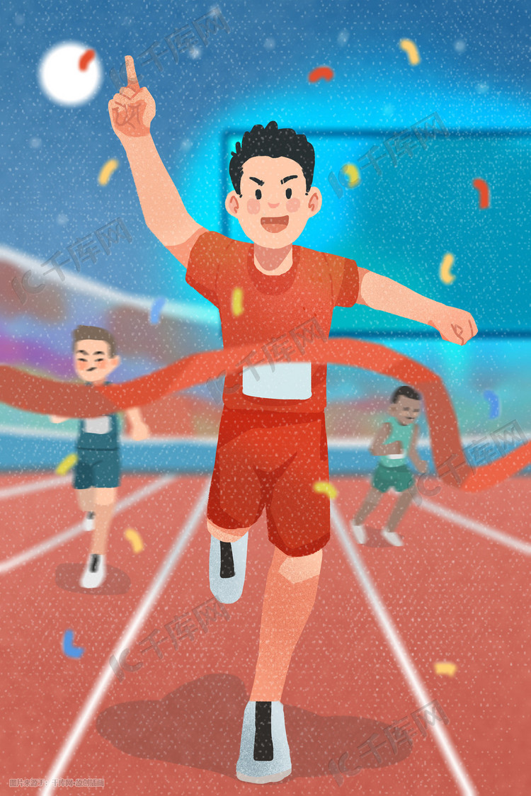手绘奥运短跑运动员运动插画