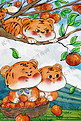虎年老虎上树春节新年橘子可爱场景