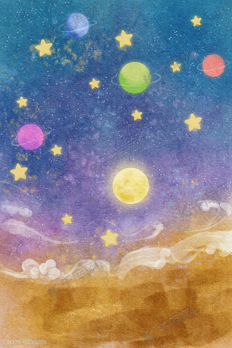 小清新唯美治愈梦幻星空星球星星宇宙景色