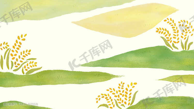 粮食发展农业生产绿色稻田矢量扁平简约