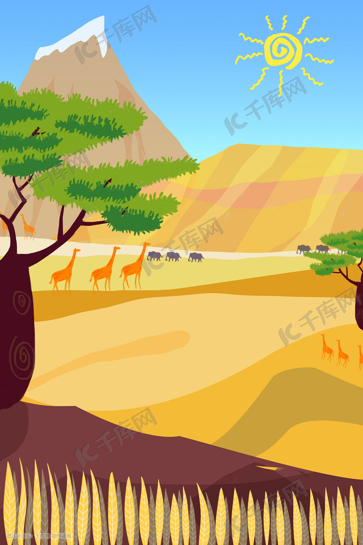 非洲大草原动物们热死啦|插画|商业插画|WQqian - 原创作品 - 站酷 (ZCOOL)