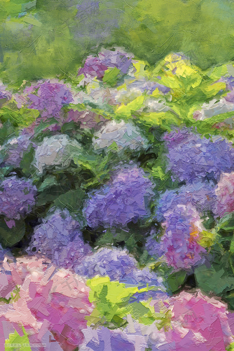 花海花朵花唯美治愈油画绣球花春天