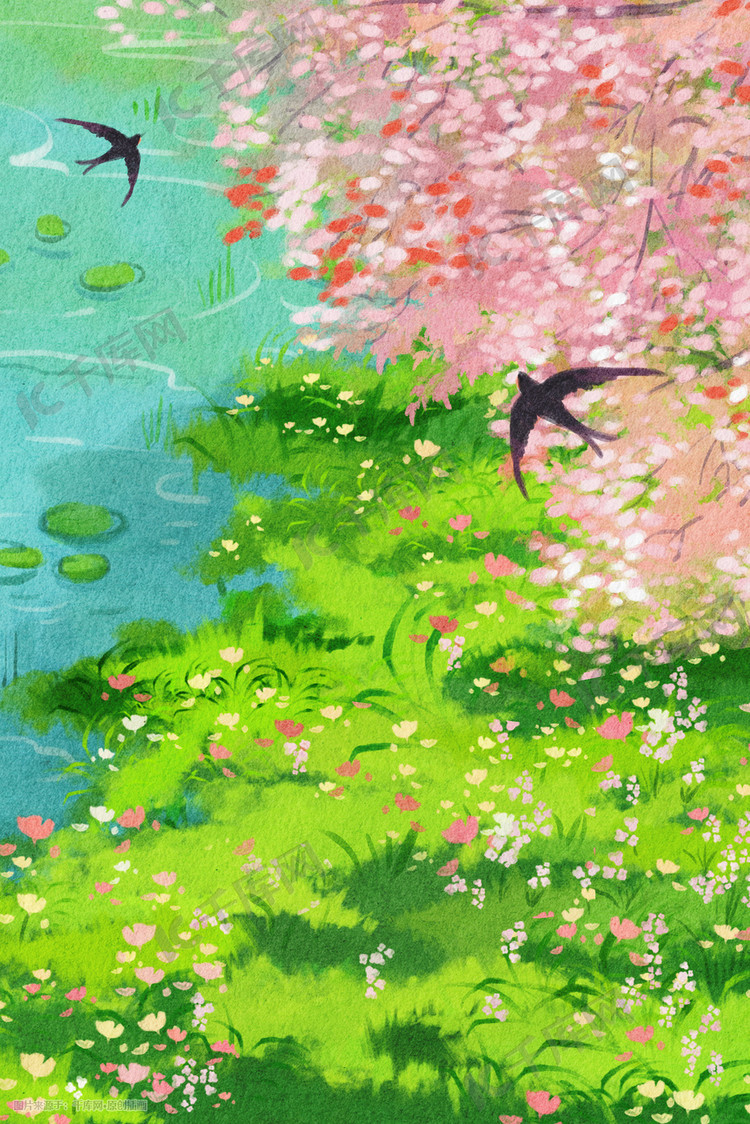 樱花春天唯美治愈古风花风景