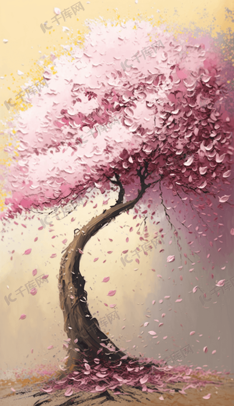 粉色盛开的樱花树