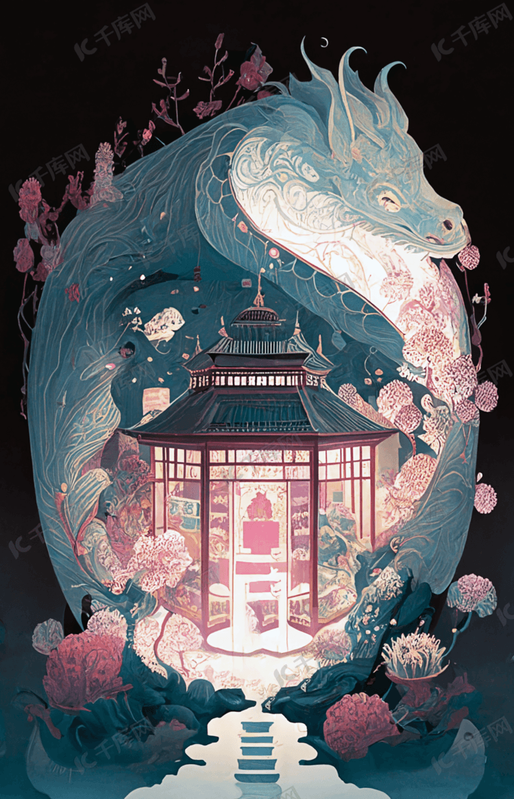 国潮中国风中国龙插画