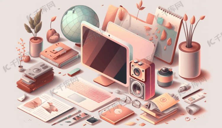 商务2.5d文件电脑插画图片-千库网