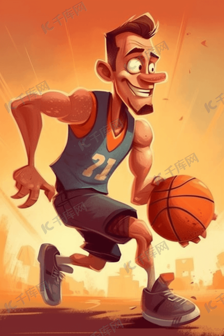 体育运动打篮球的人物插画