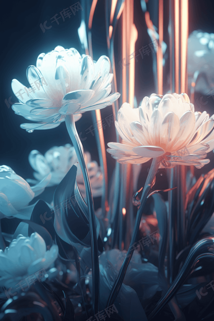 透明材质花卉植物数字艺术
