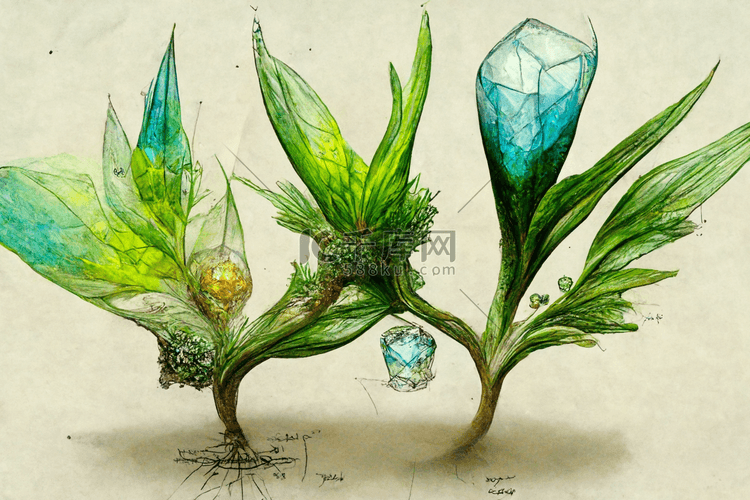 矢量绿色植物艺术图