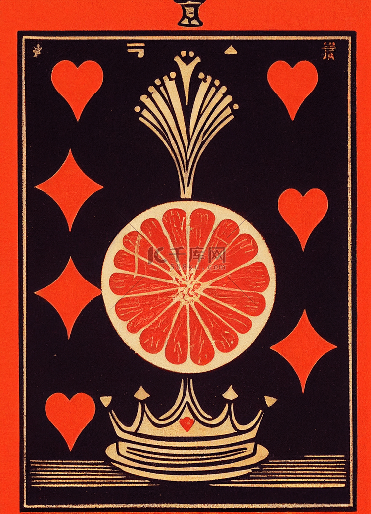 水果橘子卡片插画