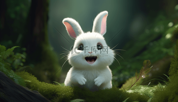 草地上有一只小白兔