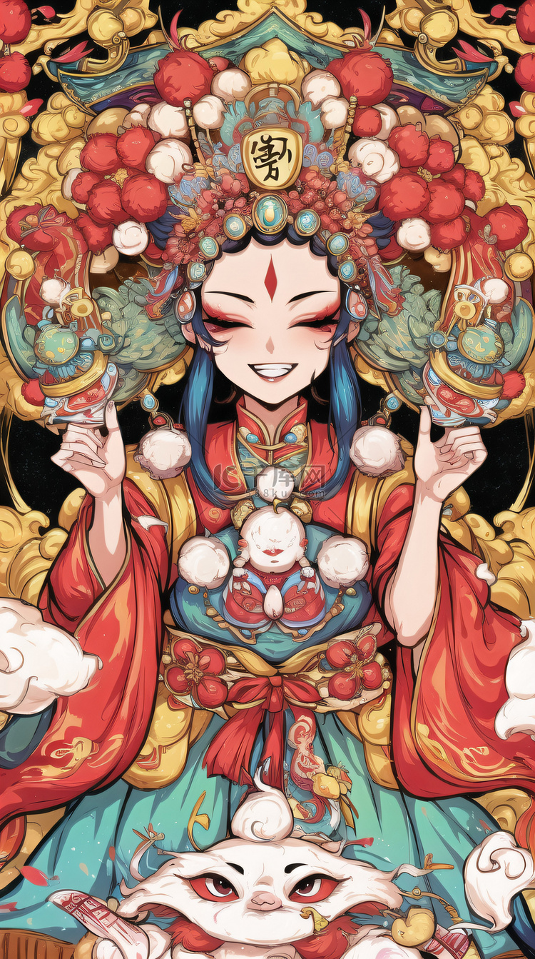 国潮京剧戏曲手绘