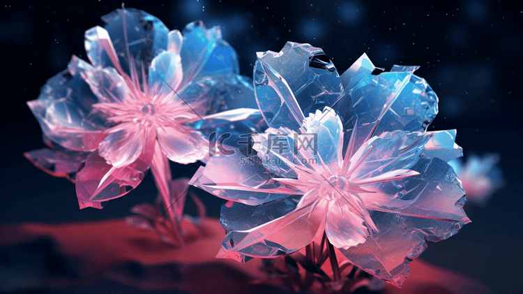 幻想星空灿烂各种水晶花朵晶莹剔透