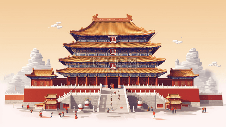 北京城市地标插画扁平数字艺术