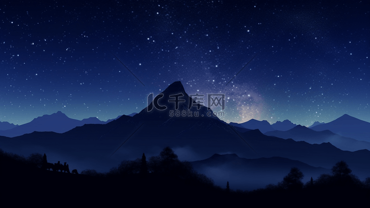 星夜下的山影
