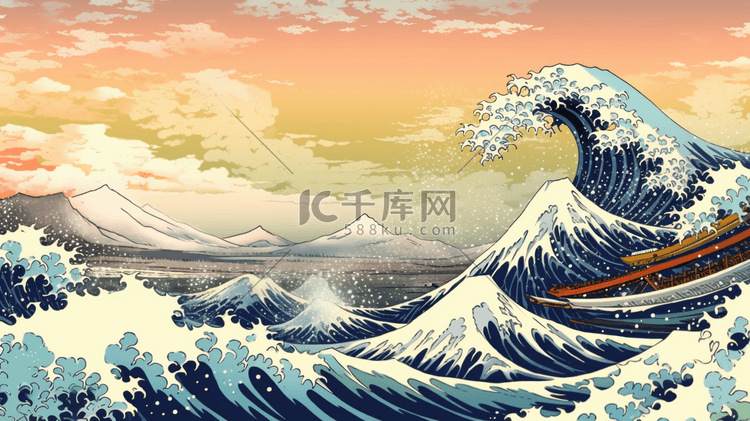 浮世绘复古潮流插画