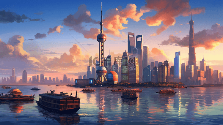上海外滩风景数字艺术