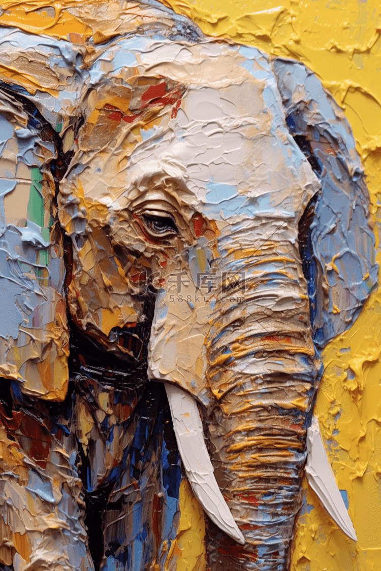 大象厚涂油画纹理质感