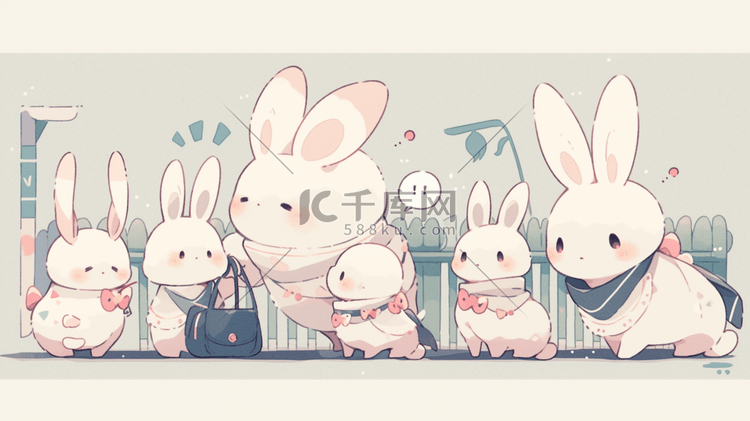 兔子简笔画数字艺术插画