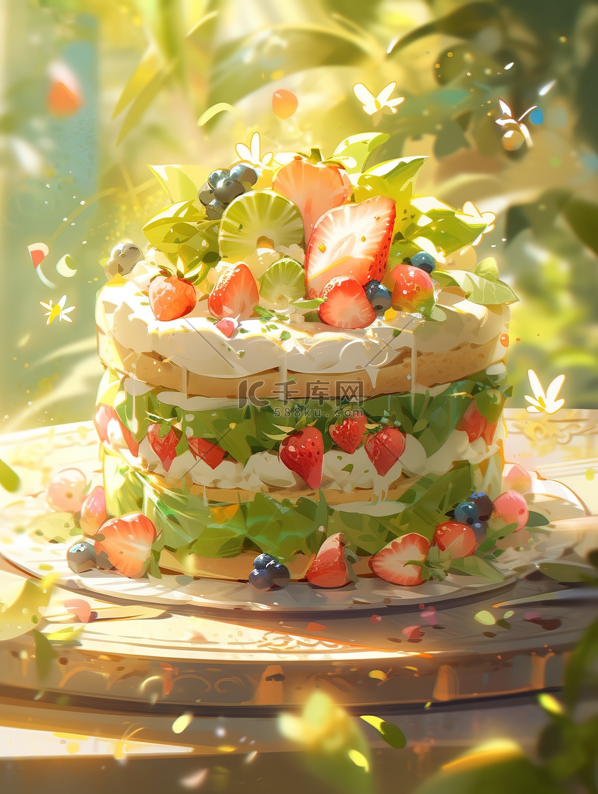 生日蛋糕抹茶美味蛋糕13插画图片-千库网