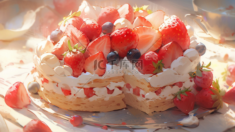 美味的草莓蛋糕甜品美食19