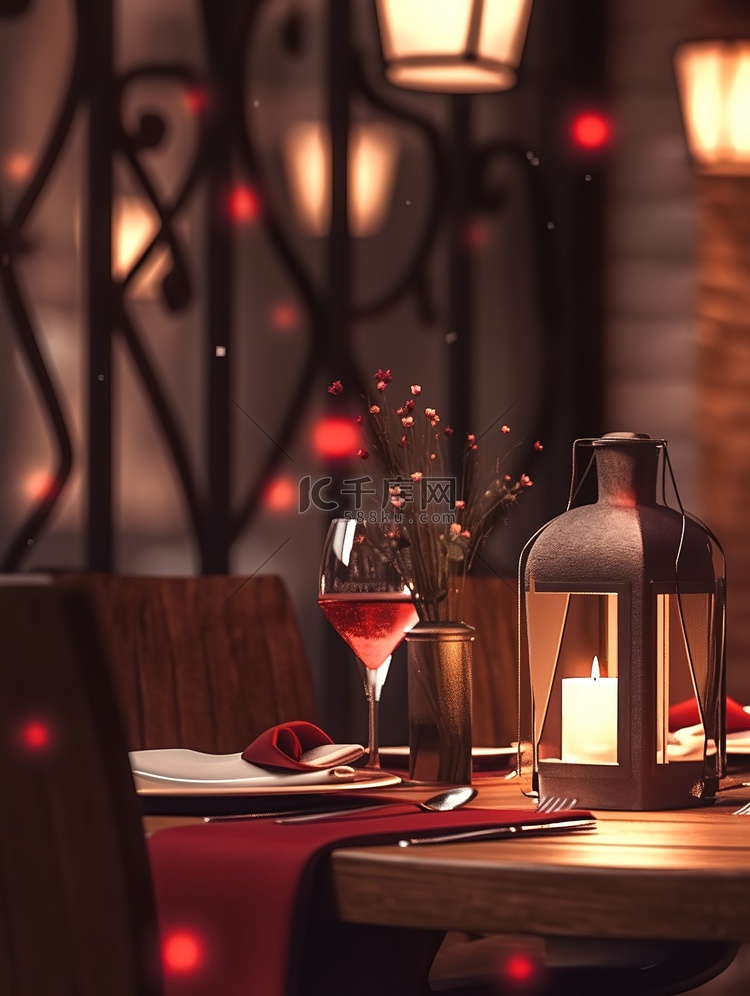 浪漫的情人节晚餐红酒和烛光6