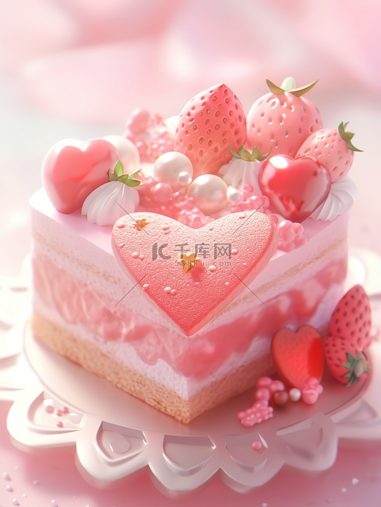 可爱的心型蛋糕粉色少女心1