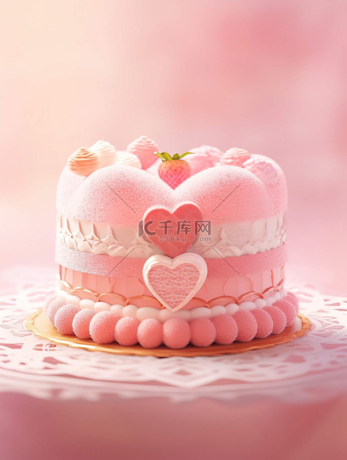 可爱的心型蛋糕粉色少女心14插画图片-千库网