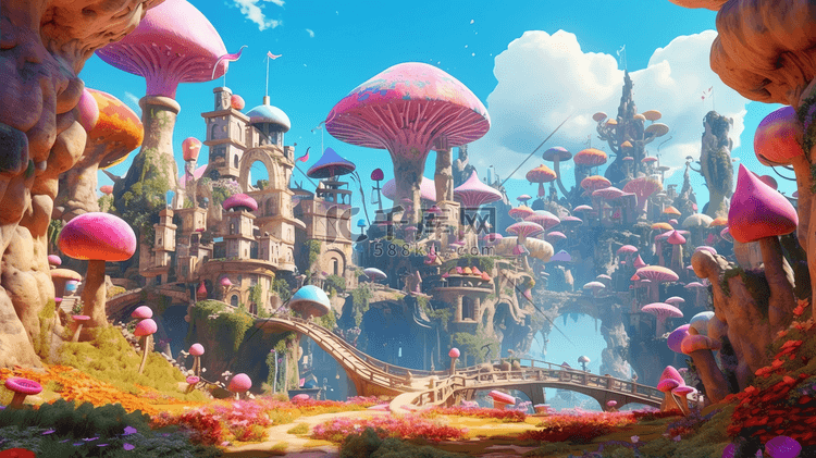 奇幻的童话蘑菇屋城堡
