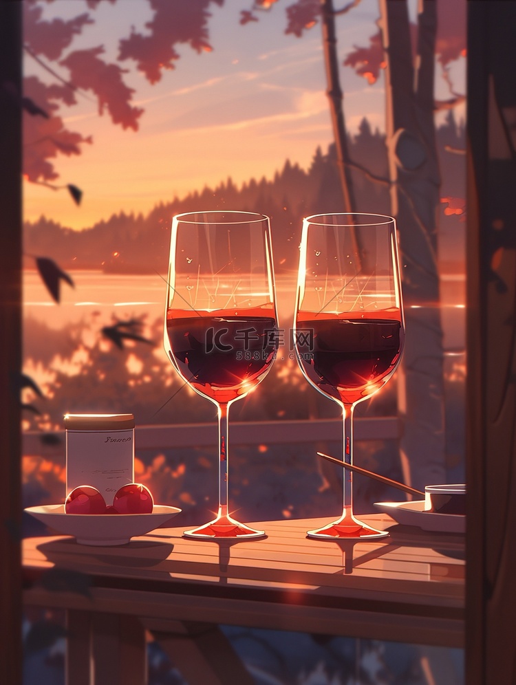 浪漫气氛红酒和酒杯3