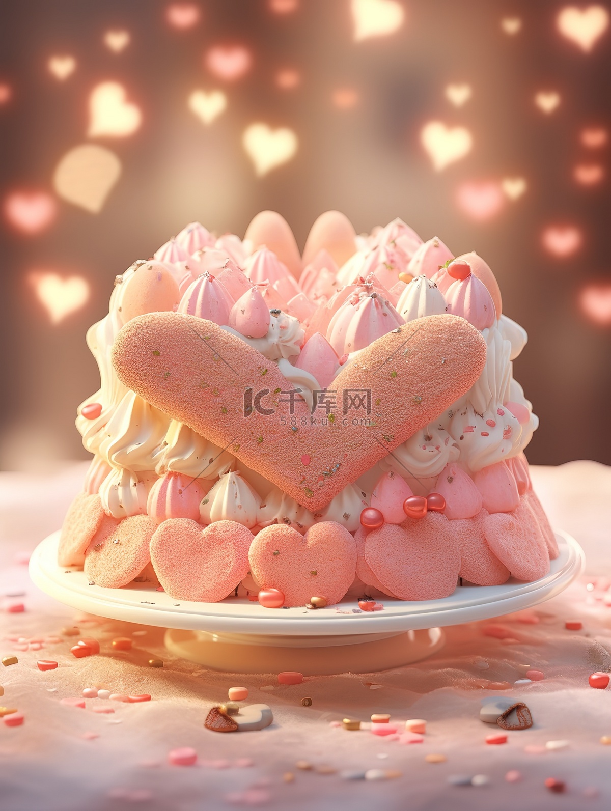 可爱的心型蛋糕粉色少女心24插画图片-千库网