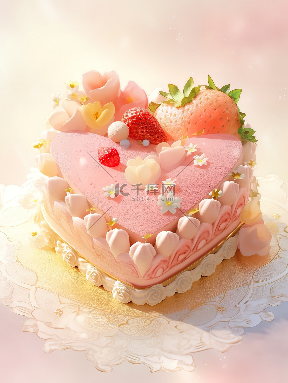 粉色少女心小鹿蛋糕_蛋糕 生日蛋糕 生日会 少女心_图片素材_照片 - 知鱼素材