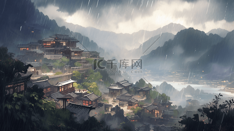 美丽的乡村风景山村小镇风景