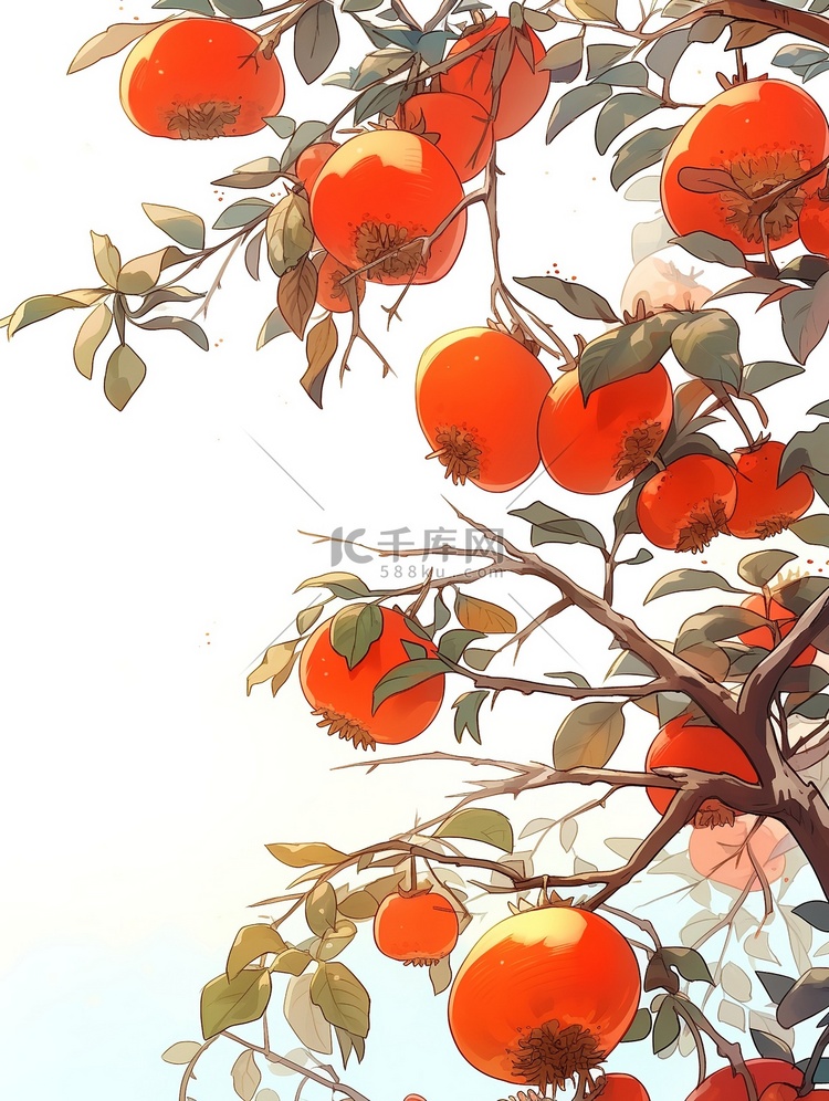 秋天丰收成熟的柿子7